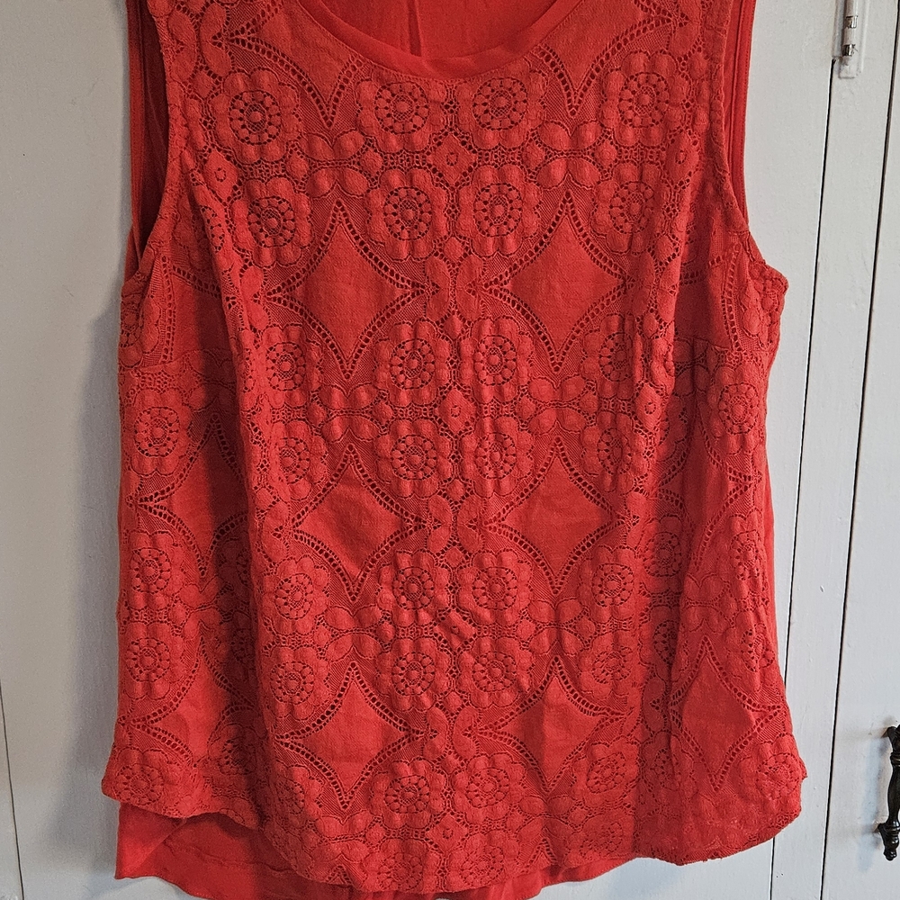 Hannah Vibrant Orange Lace Blouse Size 2X